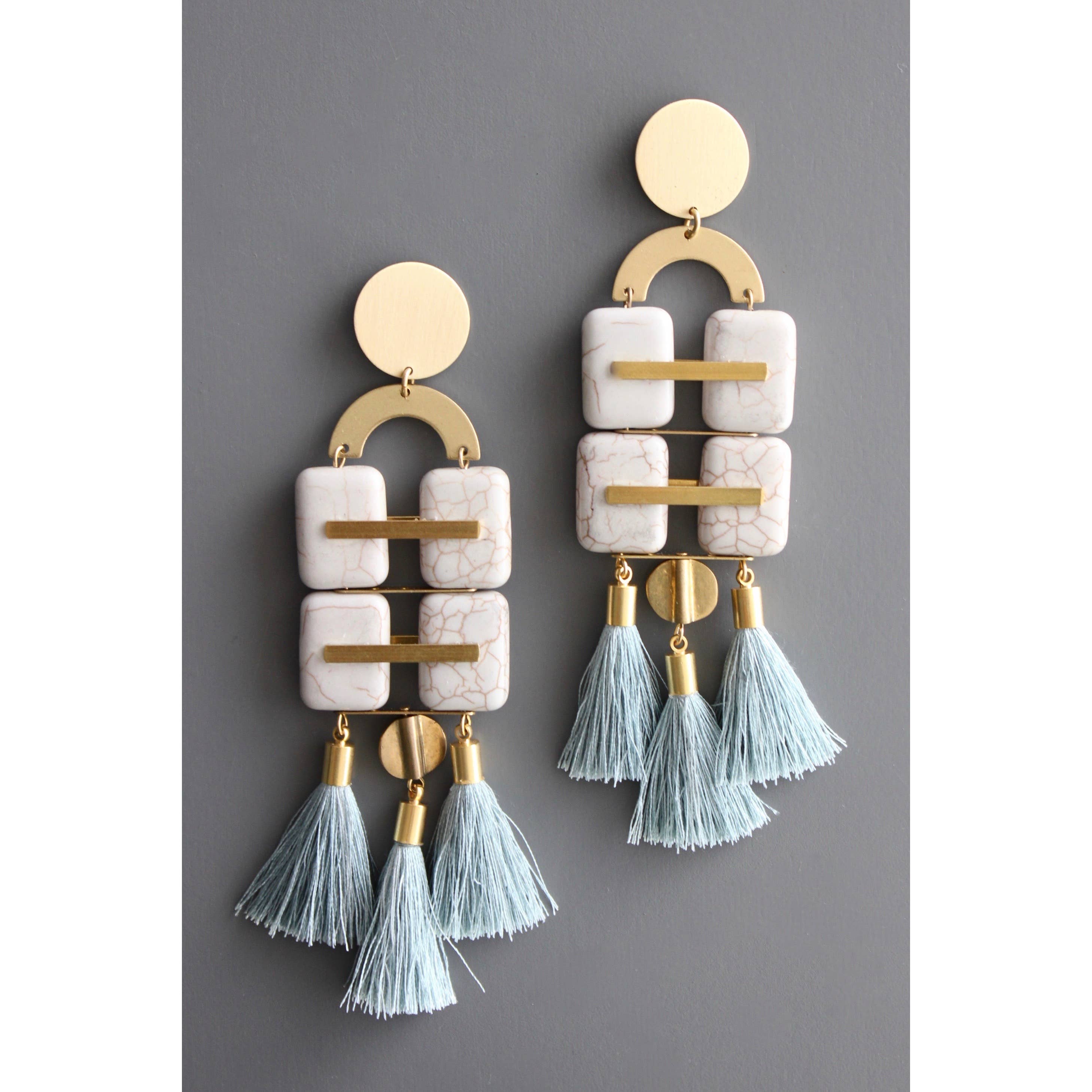 Blue Tassel Earrings