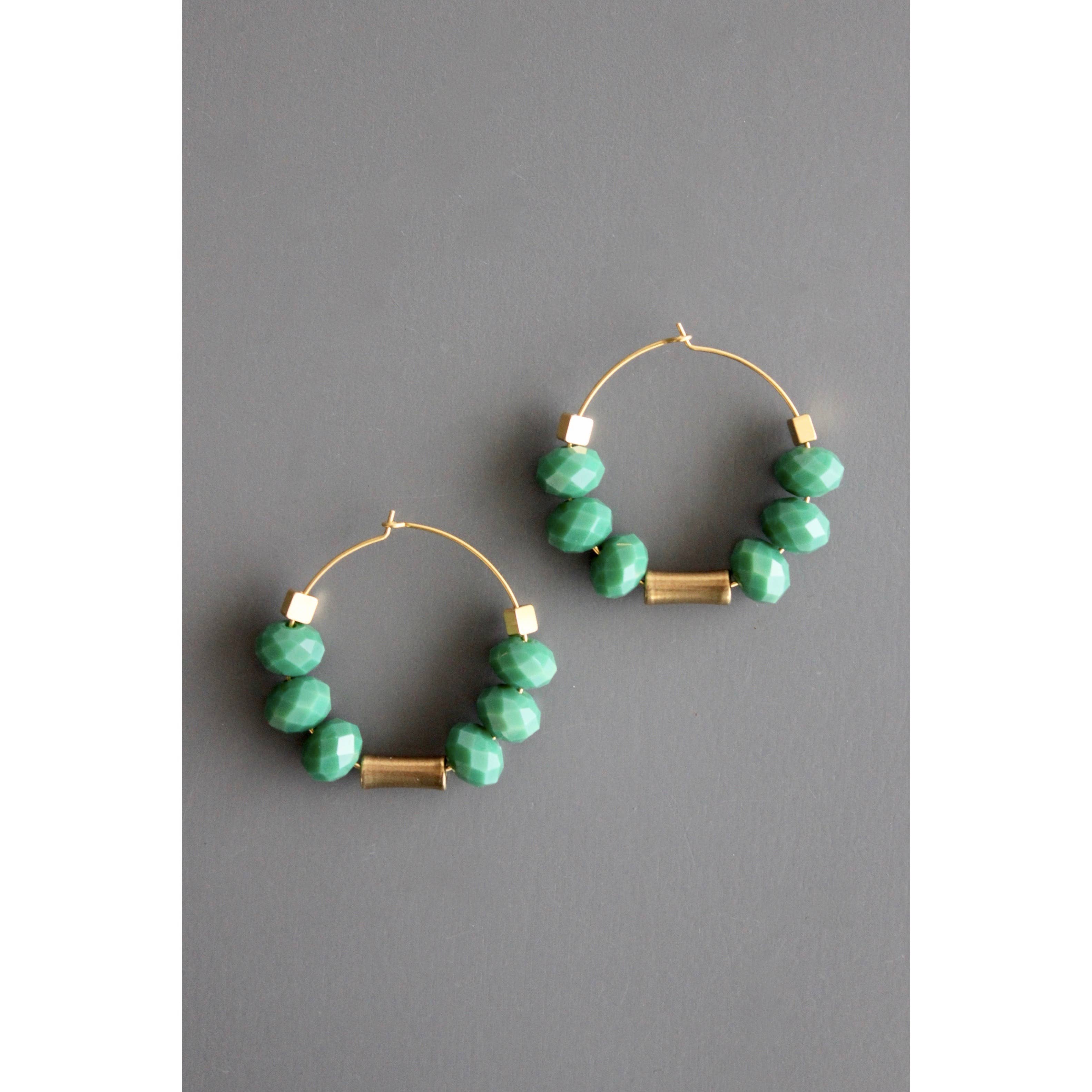 Green Glass Earrings