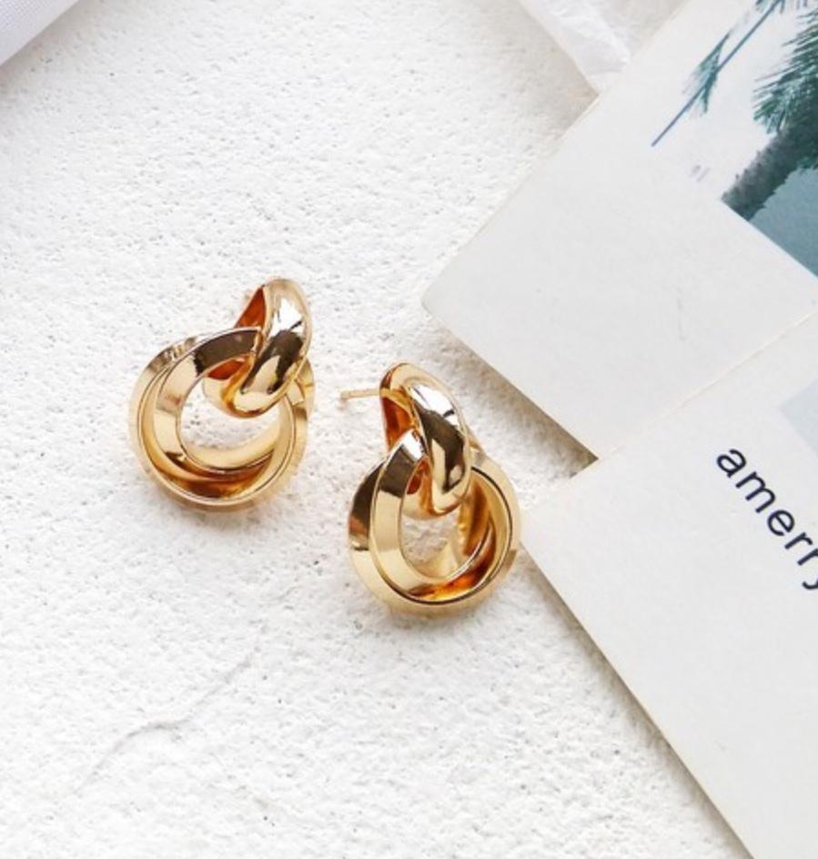 Gold Double Link Earrings