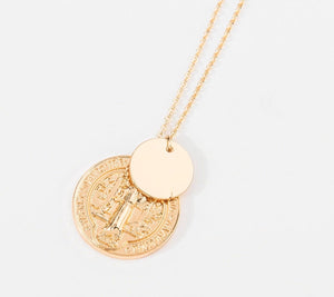 Gold Round Pendant Necklace